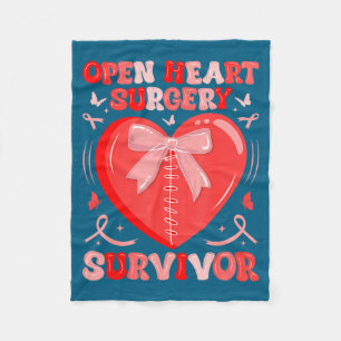 Open heart surgery survivor warrior heart disease fleece blanket