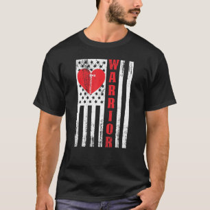 Open Heart Surgery Warrior US Flag- Heart Patients T-Shirt