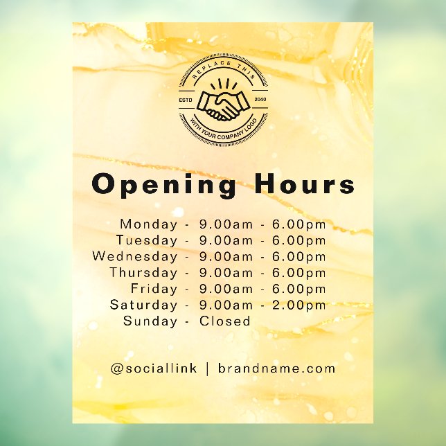Open Hours Modern Business Logo Window Cling (Sheet 3)