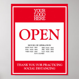 Open Hours of Operation Social Distancing Poster