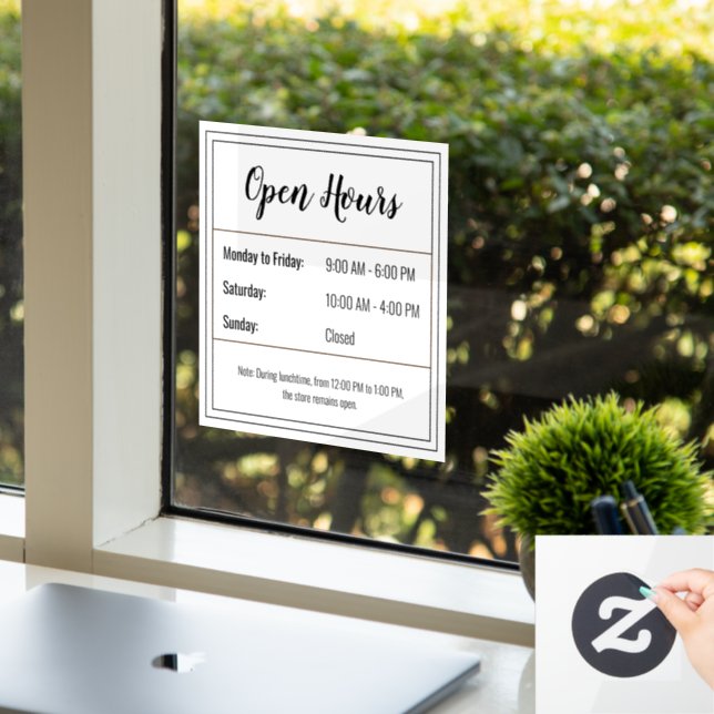 Open Hours Sticker: Customise Your Schedule Window Cling (Office)