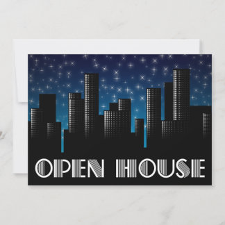 open house announcement : cityscape night sky
