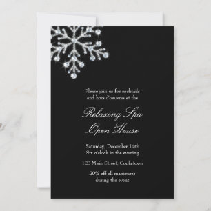 Open House Black Offset Crystal Snowflake Invitation