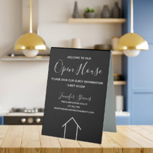 Open House Black White Real Estate Agent Custom