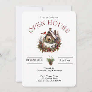 OPEN HOUSE CHRISTMAS BIRD HOUSE INVITATION