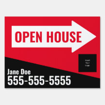 Open House Directional - Black & Red