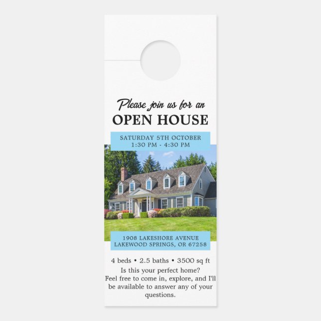 Open House Invitation Real Estate Farming Door Han Hanger (Front)