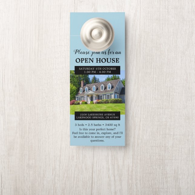 Open House Invitation Real Estate Farming Door Hanger (On Knob)