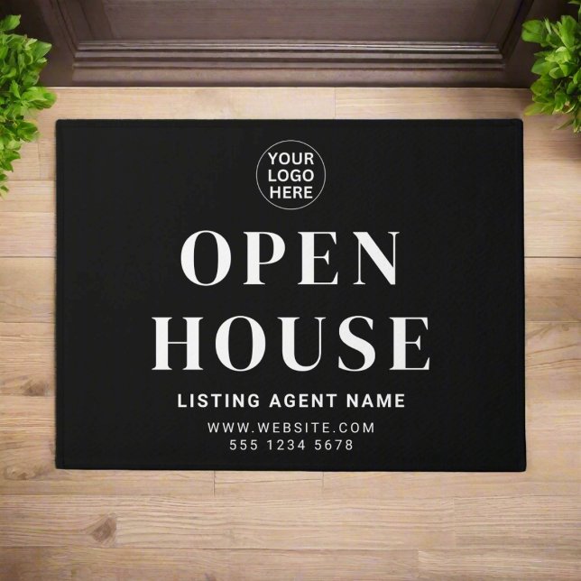 Open House l Black & White Business Logo Welcome Doormat (Creator Uploaded)