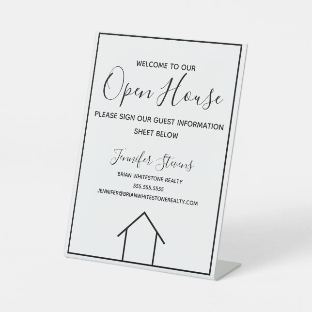 Open House Real Estate Agent Custom Realty Company Pedestal Sign (Front)