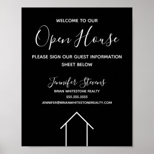 Open House Real Estate Company Custom Black Poster