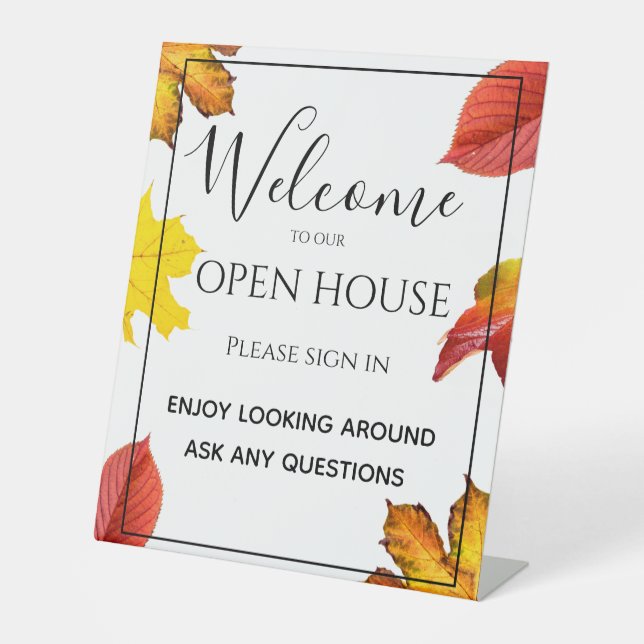 Open House Real Estate Sign, Real Estate fall Pedestal Sign (Front)