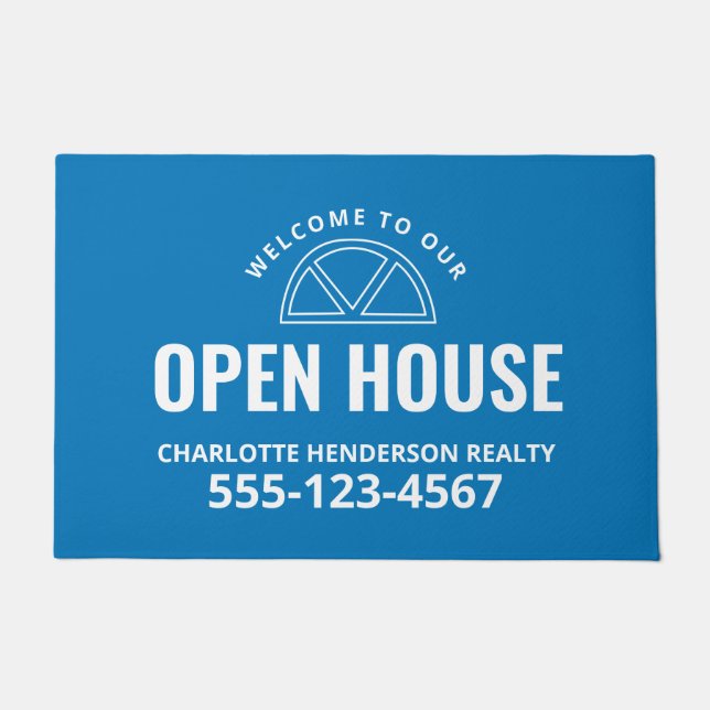 Open House Real Estate Welcome Porch Sign Doormat (Front)