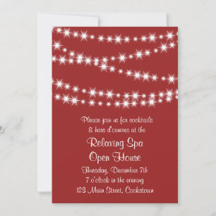 Open House Red Twinkle Lights Invitation