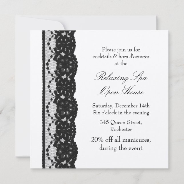Open House Silver French Lace Invitation (Front)