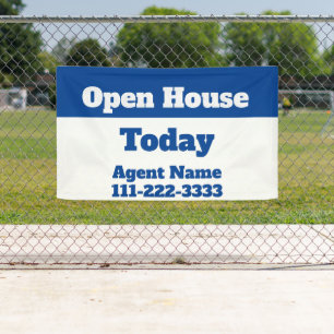 Open House Today Blue and White Real Estate Agent Banner