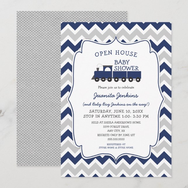 Open House Train Baby Shower Invitation (Front/Back)