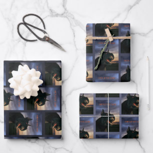 Open If You Dare. Big, black dog Wrapping Paper Sheet