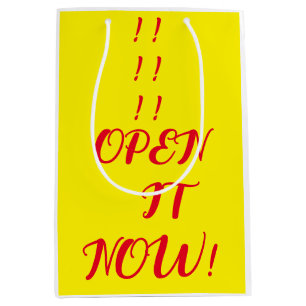 OPEN IT NOW GIFT PACKAGING YELLOW RED MEDIUM GIFT BAG