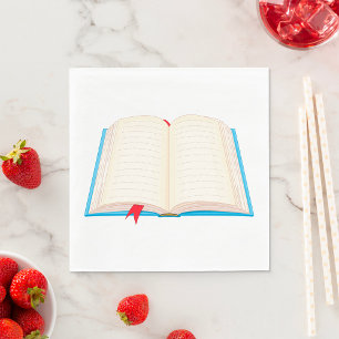 Open Lined Book Red Bookmark Napkin