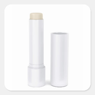 Open lip balm stick square sticker