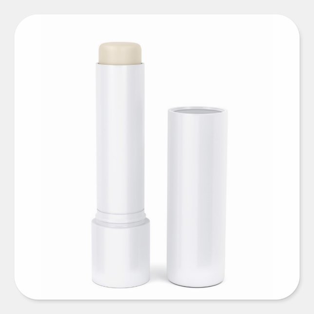 Open lip balm stick square sticker (Front)