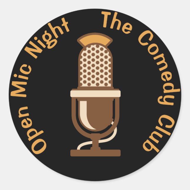 Open Mic Night Customised Classic Round Sticker (Front)