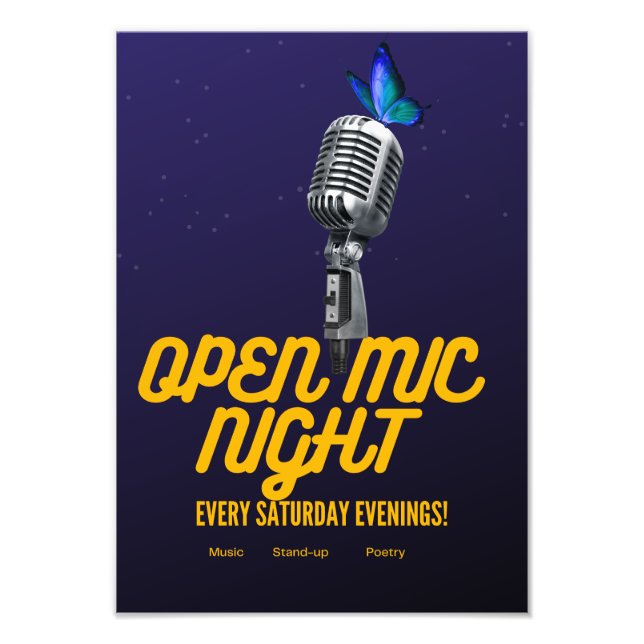 open mic stand up retro poster (Front)