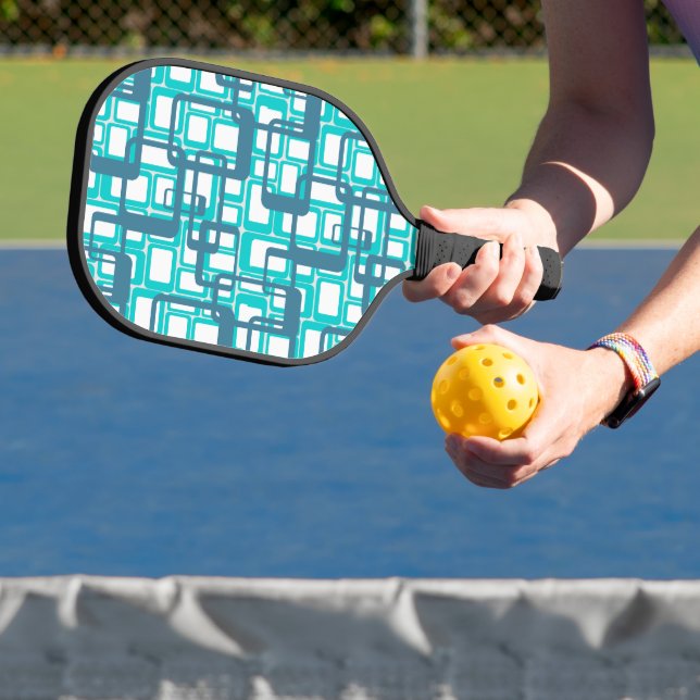 Open Mid-Century Modern Rectangles Pickleball Paddle (Insitu)