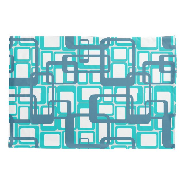 Open Mid-Century Modern Rectangles Pillowcase (Back)