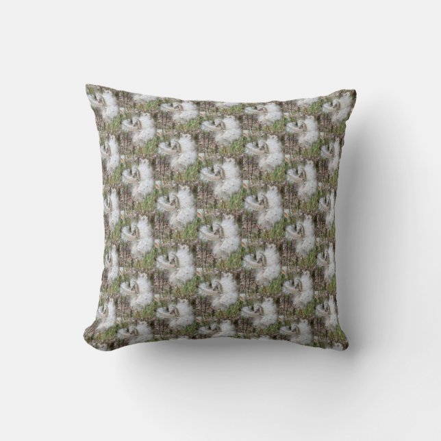 Open Milkweed Pods | Seeds with Silk | Half Drop Cushion (Front)