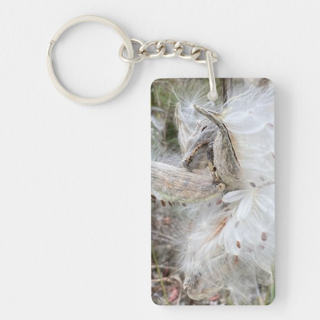 Open Milkweed Pods | Seeds with Silk | Key Ring (Front)