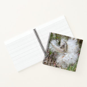 Open Milkweed Pods Seeds with Silk Notebook