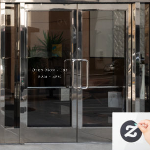 Open Monday Through Friday Angled Dash Business Window Cling