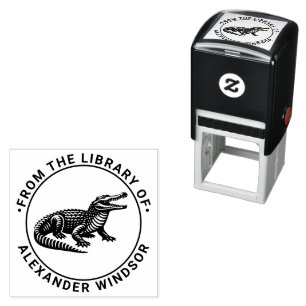 Open Mouth Crocodile Library of Book Name R Self-inking Stamp