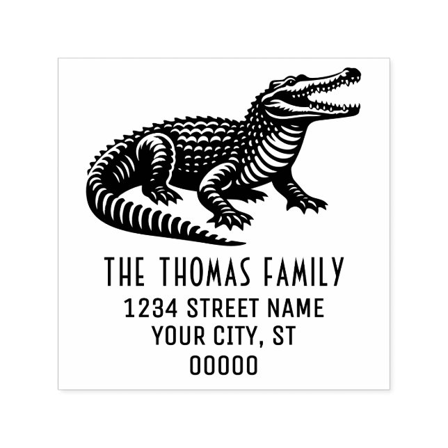 Open Mouth Crocodile Name Return Address Self-inking Stamp (Design)