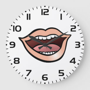 Open Mouth Lips Teeth Tongue Large Clock
