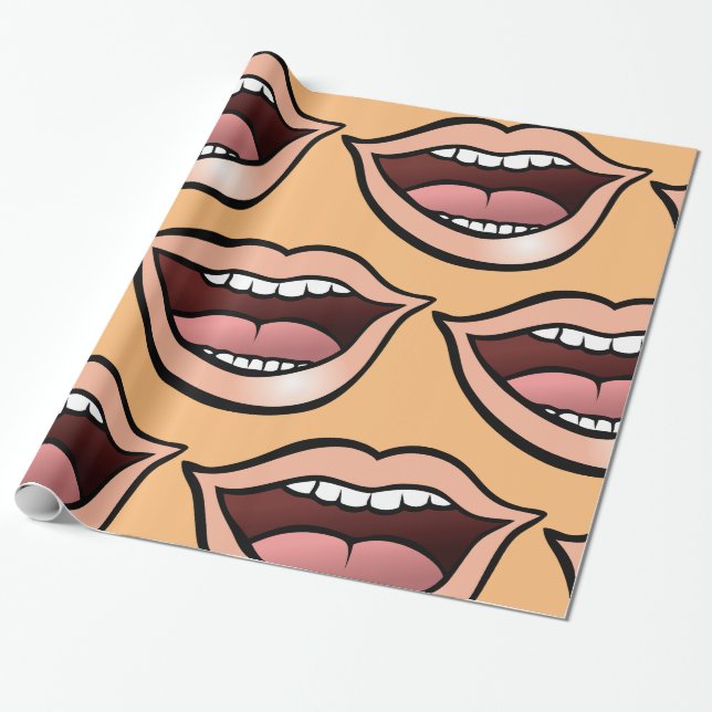Open Mouth Lips Teeth Tongue Wrapping Paper (Unrolled)