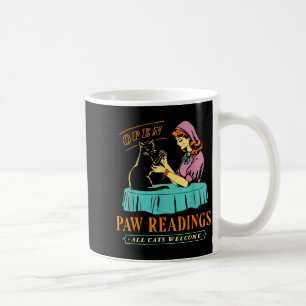 Open Paw Reading Cats Welcome - Retro Lady Cat Coffee Mug