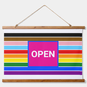 Open Pride Ally Rainbow Progress LGBT LGBTQ Hanging Tapestry