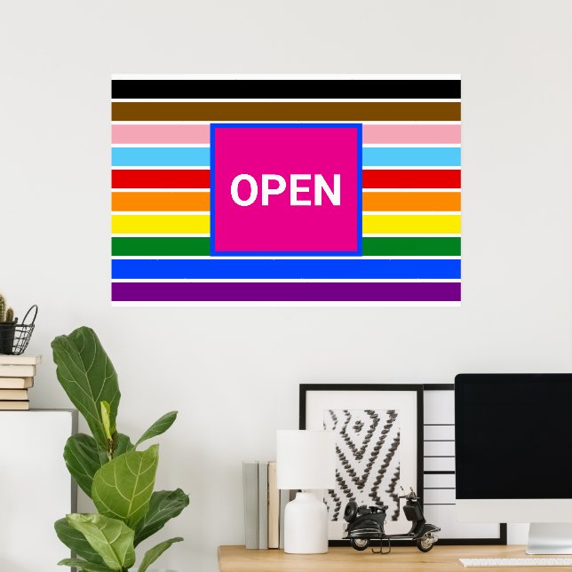 Open Pride Ally Rainbow Progress LGBT LGBTQ Poster (Home Office)