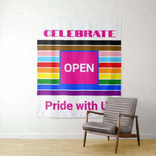 Open Pride Ally Rainbow Progress LGBT LGBTQ Tapestry