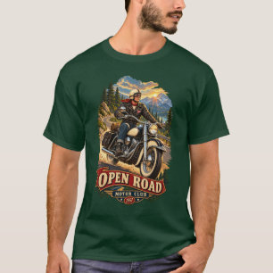 Open Road Motor Club Vintage Motorcycle Men's T-Sh T-Shirt