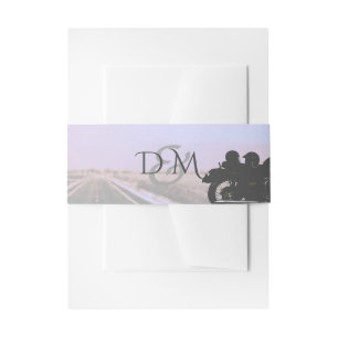 Open Road Motorcycle Wedding Invitation Belly Band