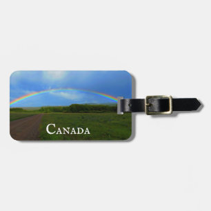 Open Road Through Green Field Alberta Rainbow Luggage Tag