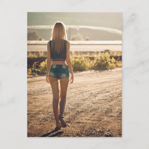 Open Road - Tiny Short Shorts babe Photo Postcard