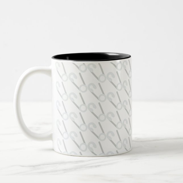 open safety pin Two-Tone coffee mug (Left)