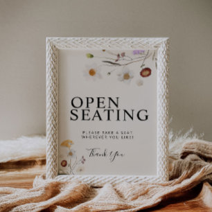 Open Seating Boho Wildflower Wedding Sign 
