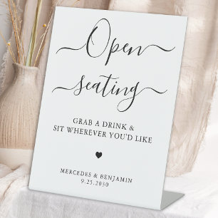 Open Seating Modern Simple Personalised Wedding  Pedestal Sign