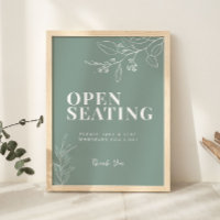 Open Seating Sage Green Wedding Sign